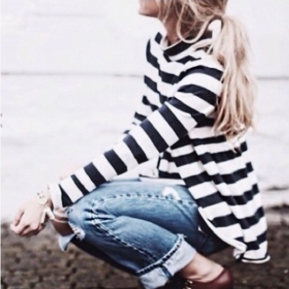 Free People Tops - 🌿Free People, Navy Striped, Baby Doll Tunic